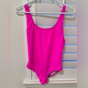 Solid and Striped One Piece Swimsuit